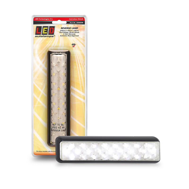 LED Autolamps 200BWM 12/24V Reverse Light 200x50mm With 25 LEDs Black Bracket