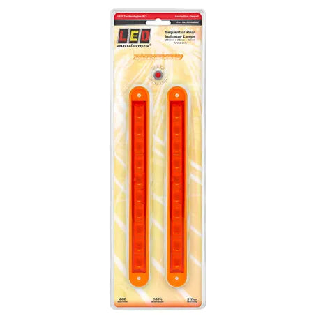 LED Autolamps 235ASEQ-2 12V Sequential Indicator Strip Light 10 Amber Blister