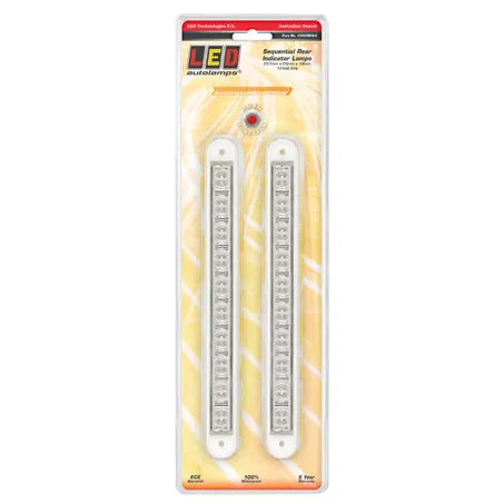 LED Autolamps 235CSEQ-2 12V Sequential Indicator Strip Lamp Clear Lens Mount 40cm