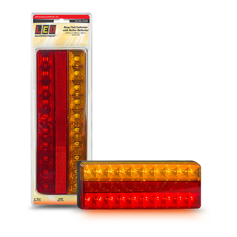 LED Autolamps 275AR 12V Stop/Tail/Indicator Lamps With Reflex Reflector White
