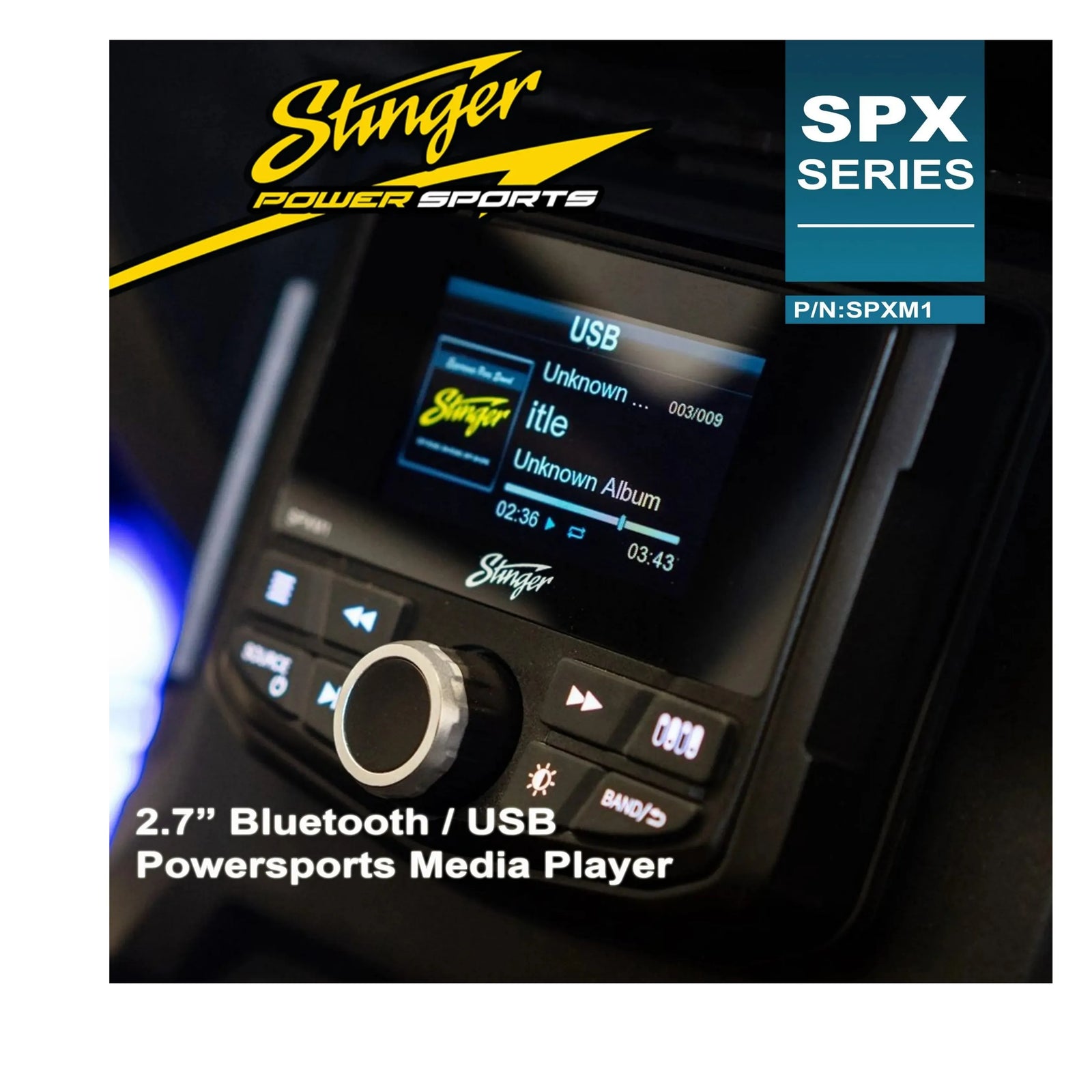 Stinger SPXM1 2.7″ Marine & PowerSports Media Player Gauge Mount Infotainment System