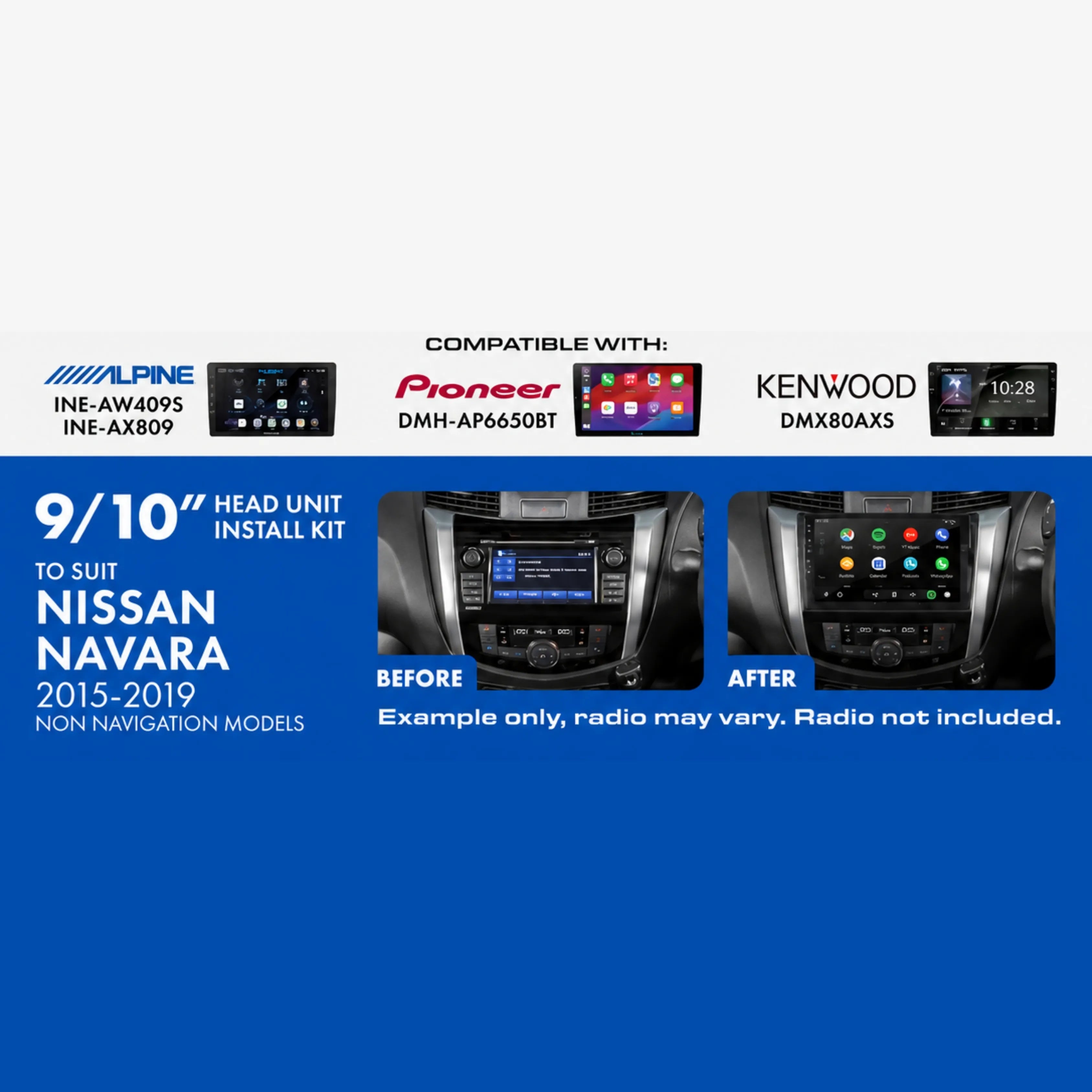 Aerpro AKNI2 Nissan Navara D23 2015-2019 9/10 Inch Head Unit Installation Kit