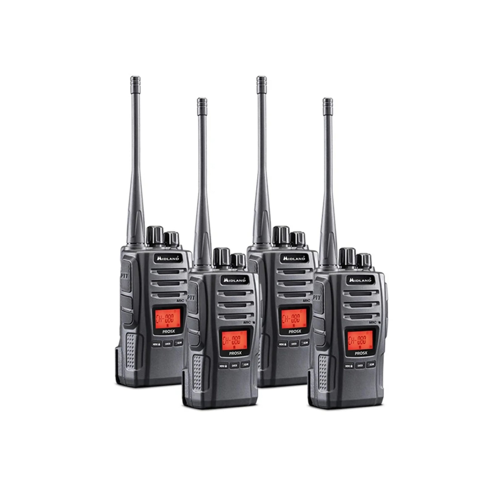 Midland PRO5X-4 - Commercial 4 Pack UHF CB/LMR Handheld Radio Bundle