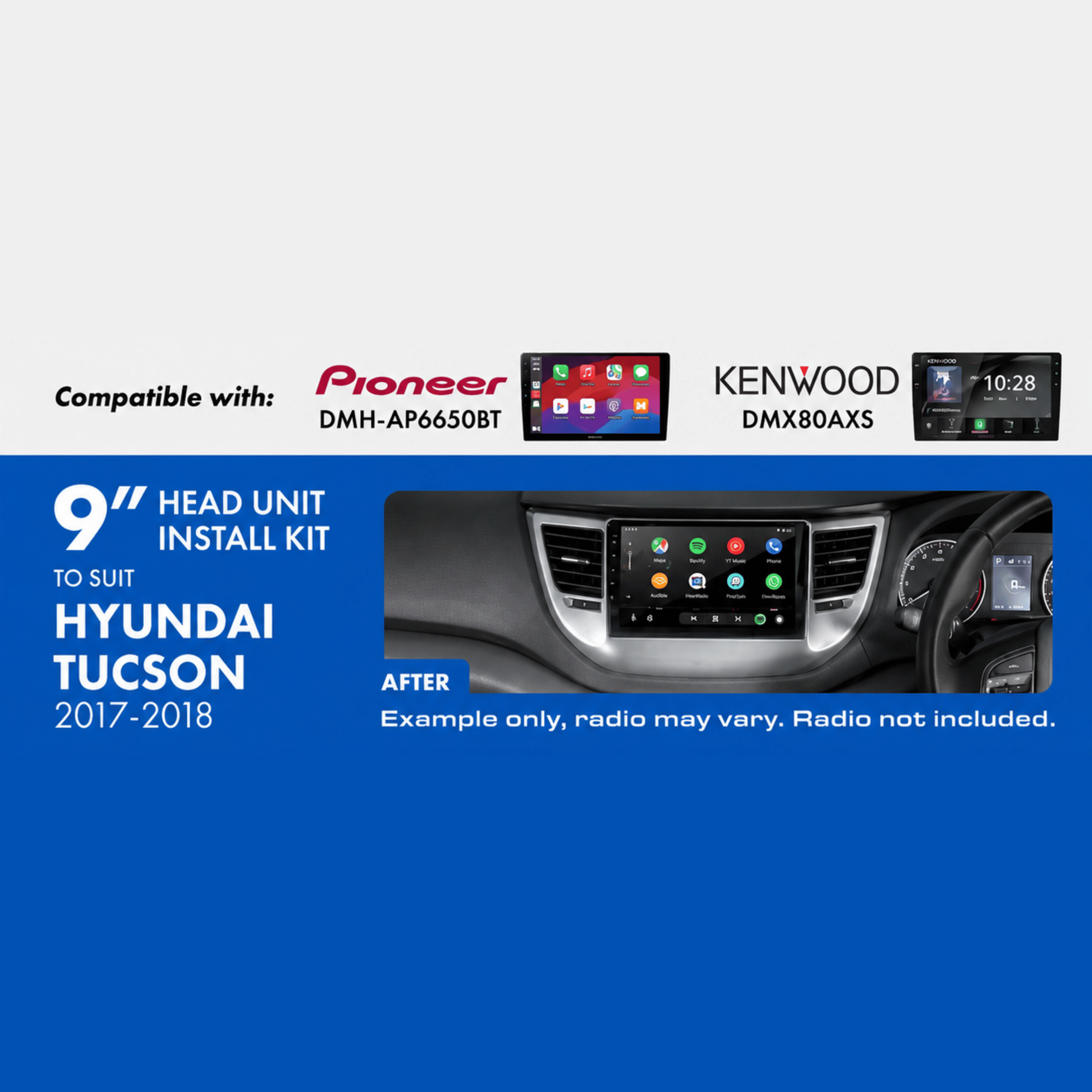 Aerpro AKHY12 9" Install Kit Hyundai Tucson 2017-2018 Factory Nav