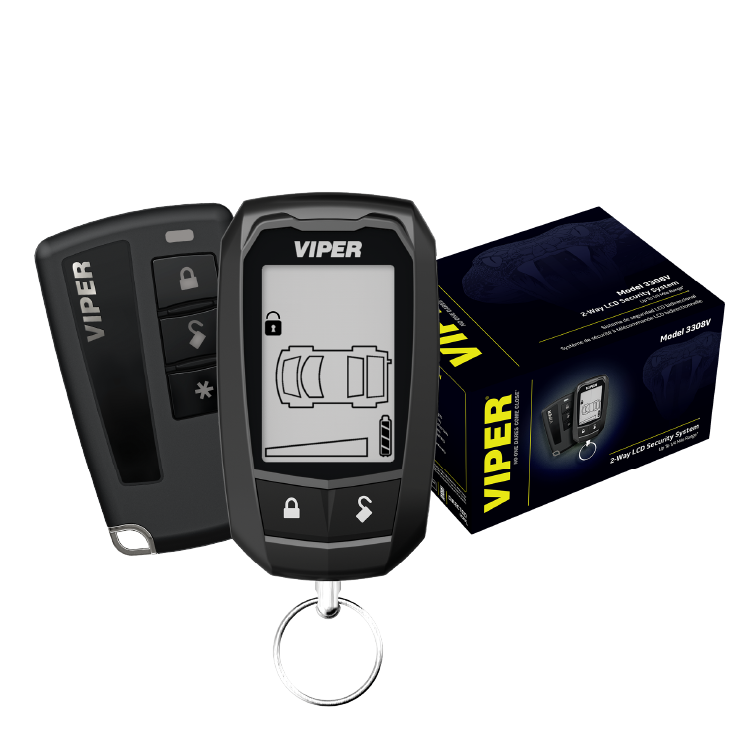 VIPER 3308V LCD 2-way security system with command-confirming transmitter and backup 4-button remote for advanced vehicle protection