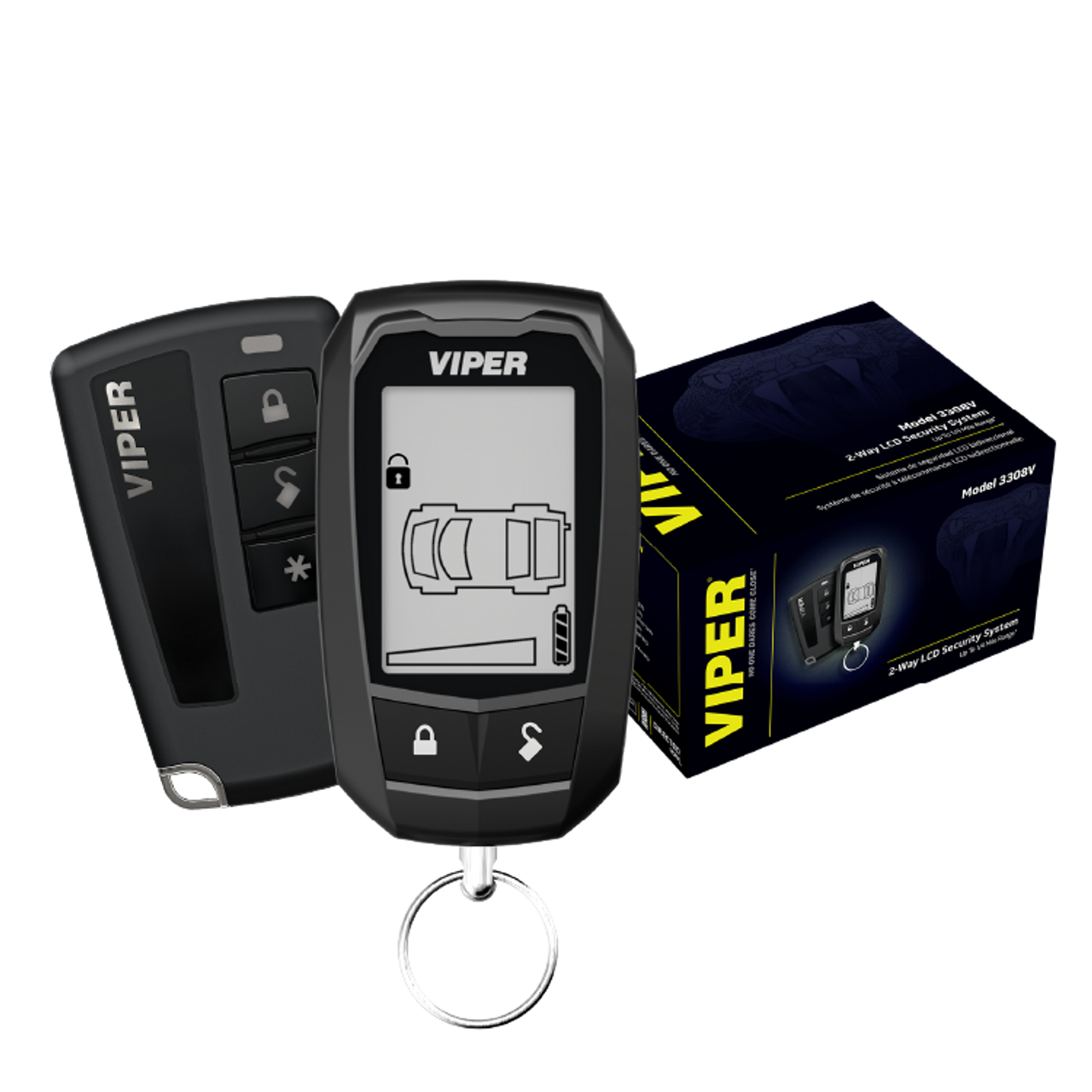 Viper Responder 3308VR 2-way LCD security system with command-confirming transmitter and backup remote for advanced vehicle protection