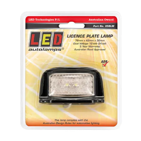 LED Autolamps 35BLM Licence Plate Lamp Black Bracket Multi Volt With 40cm Wire