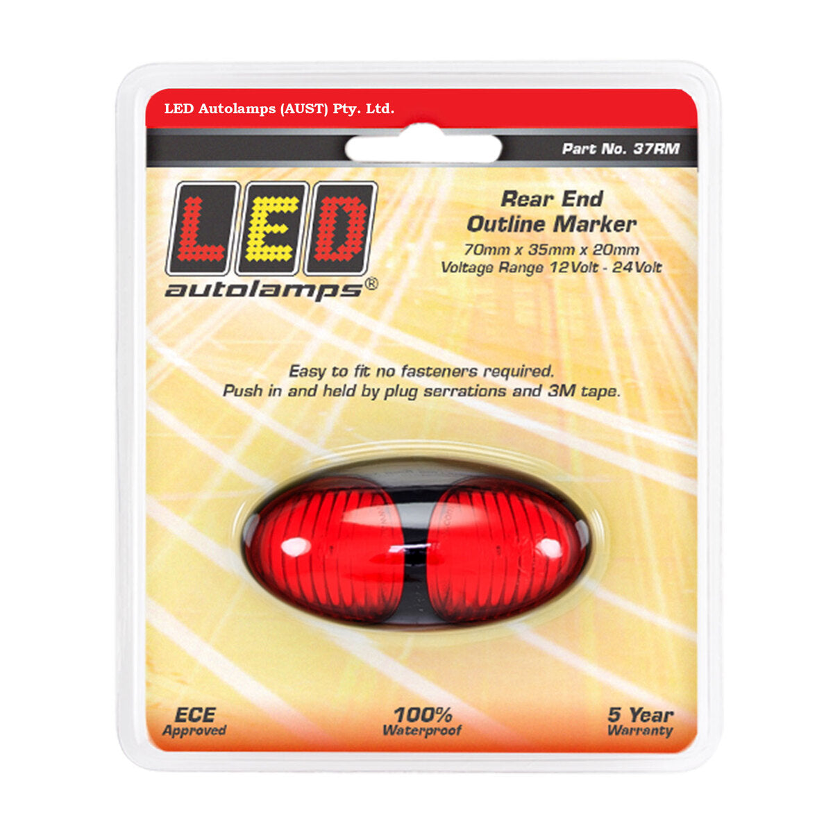 LED Autolamps 37RM Rear Position Red LED Marker Red Lens Black Bezel Blister