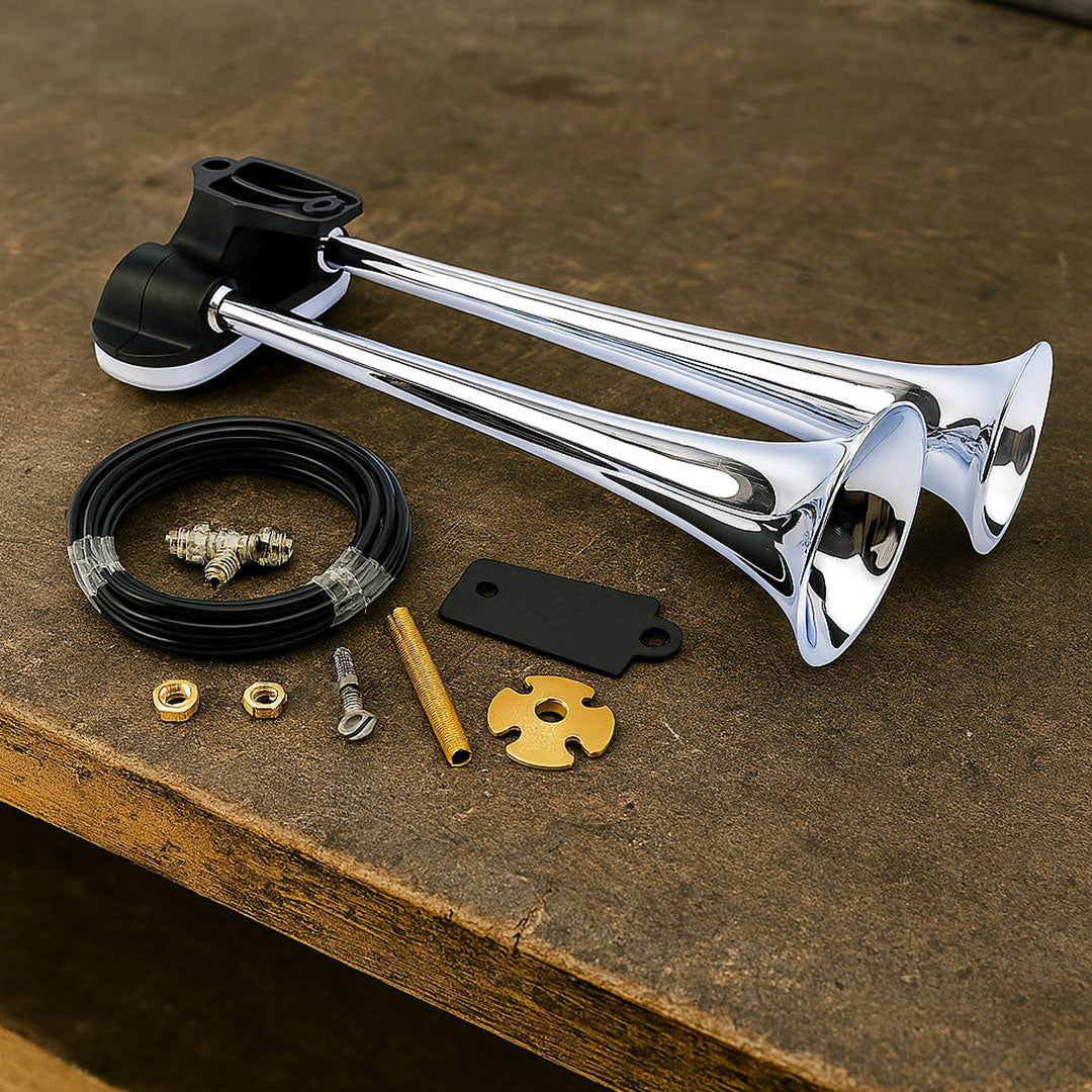 Hella 3PB005411001 | Air Horn 12/24V Loud 118dB Dual-Tone Compact Horn Kit