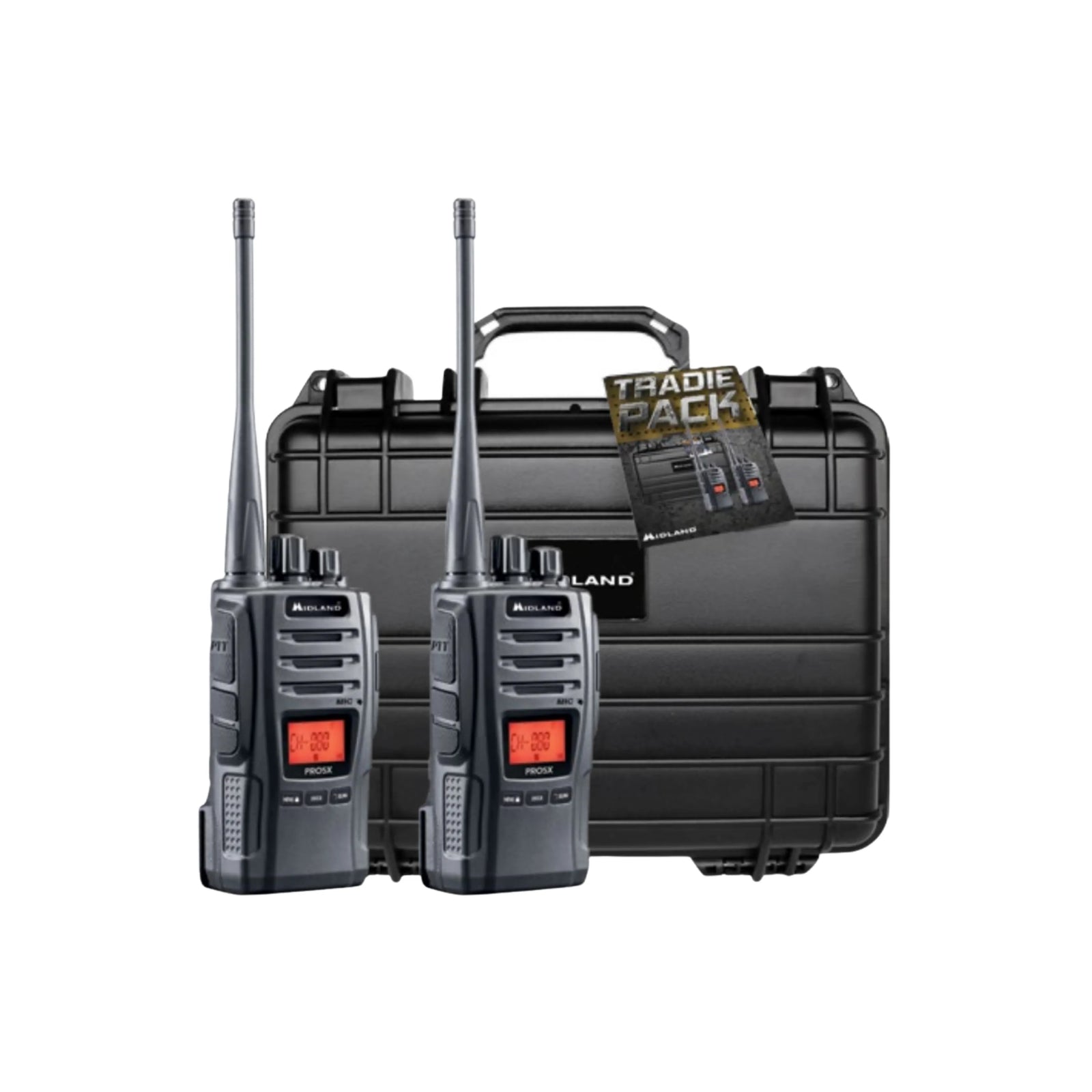 Midland PRO5X-2TP - 5W Tradies Pack Twin UHF CB/LMR Handheld Radio Bundle