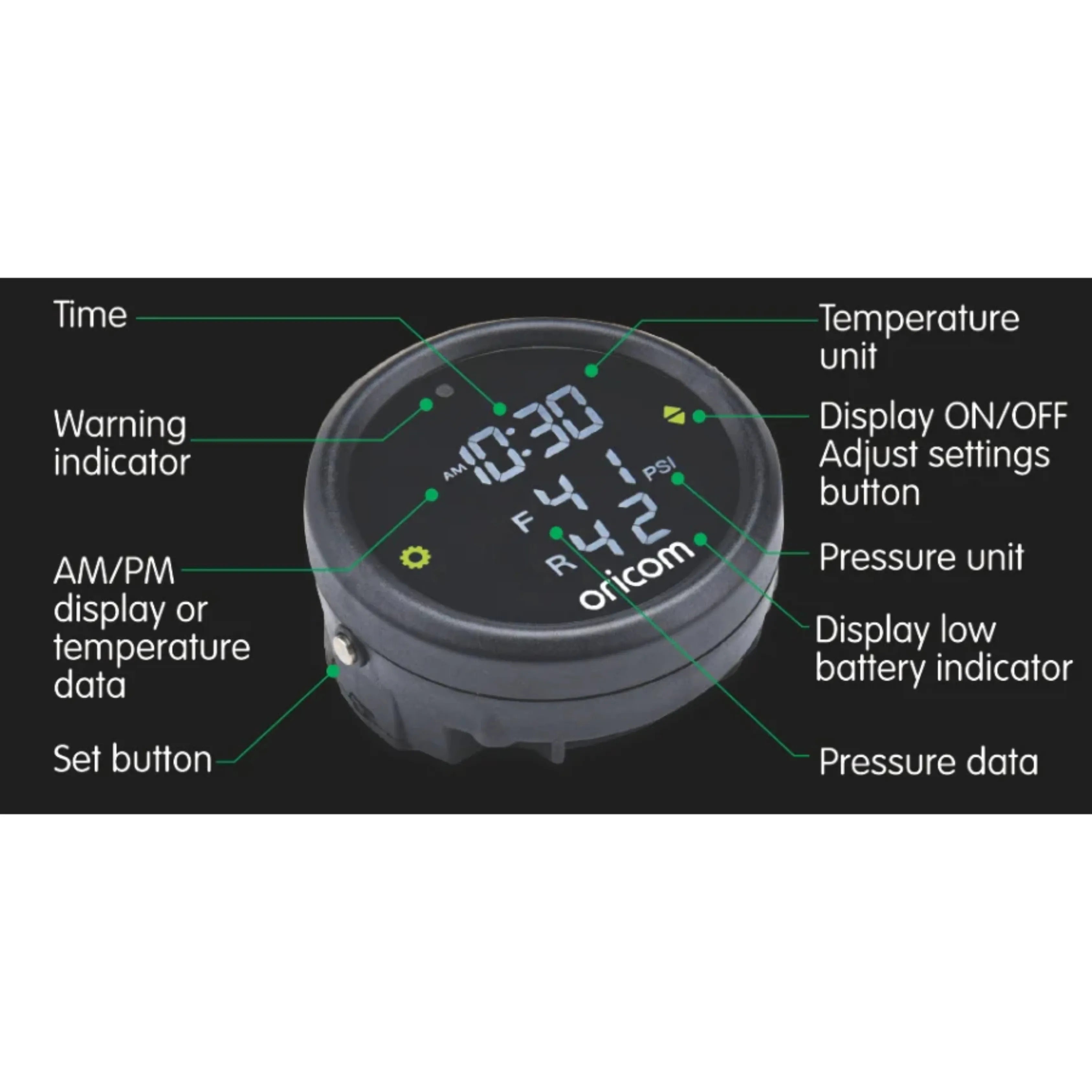 Oricom TPMC-2E Motorcycle Tyre Pressure Monitoring System with 2 External Sensors