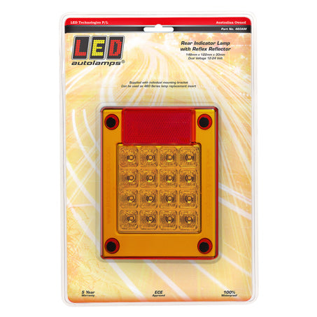 LED Autolamps 460AM 12/24V Rear Indicator Lamp Red Reflector Blister Pack