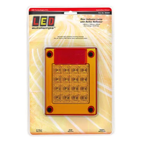 LED Autolamps 460AM 12/24V Rear Indicator Lamp Red Reflector Blister Pack