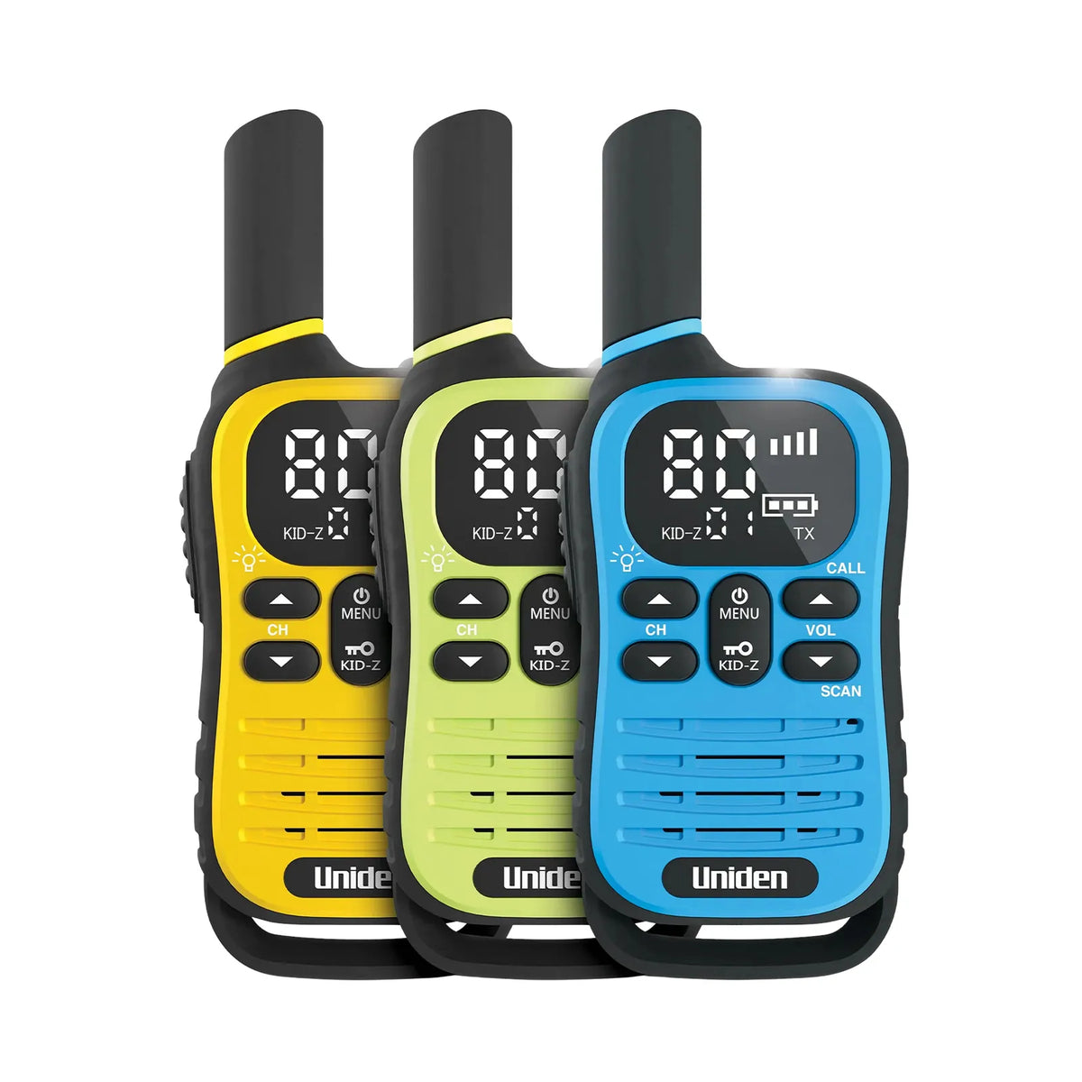 UNIDEN UH45-3 MAX - Ultra-Compact UHF Radio Triple Pack with Kid-Zone Plus and USB-C Charging