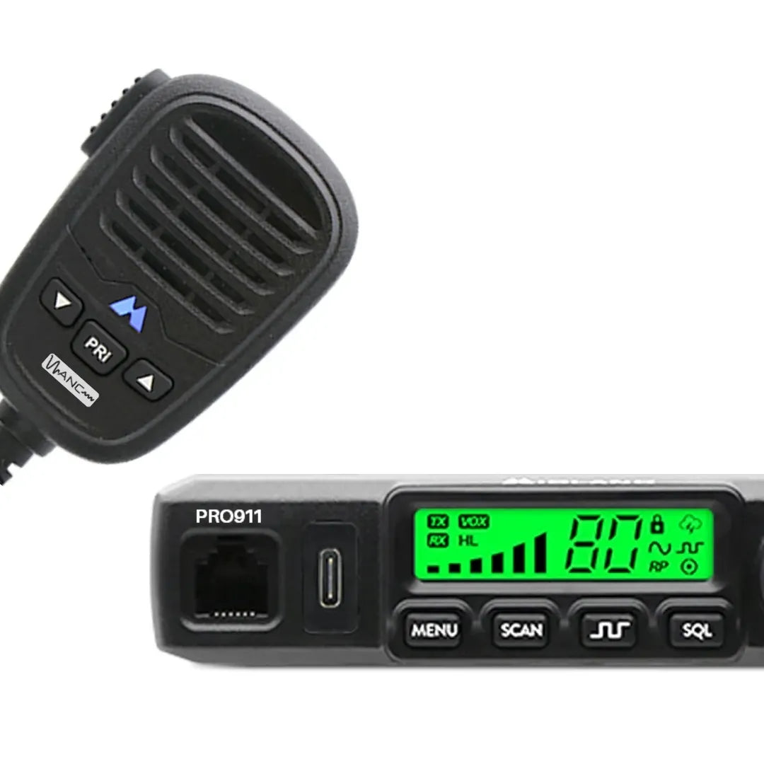 Midland PRO911 - 12/24V Active Noise Cancelling Compact UHF CB Mobile Radio