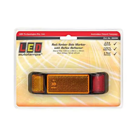 LED Autolamps 38ARM Side Marker Light Red/Amber 12 Or 24V
