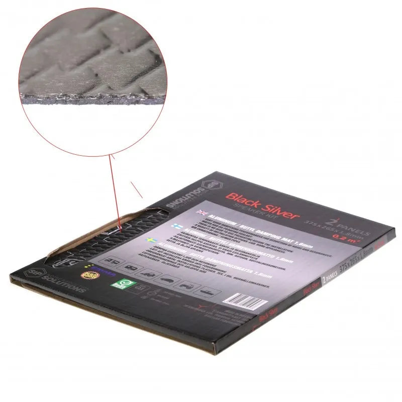 STP STPBSSK | Black-Silver 1.8mm Silver Line Vibration-Damping & Sound Proofing Material Speaker Pack