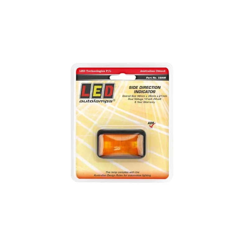 LED Autolamps 58AM 10/30V Side Direction Indicator In Blister Pack With 3 LEDs