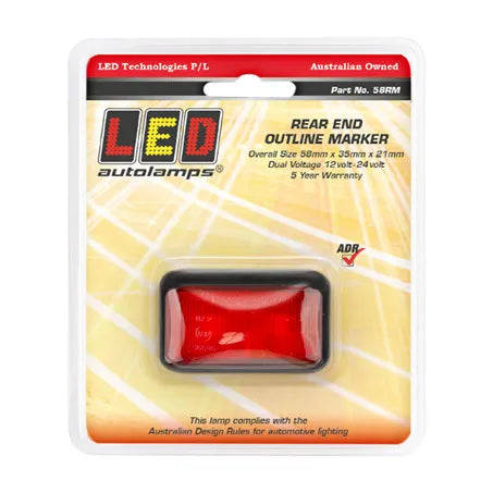 LED Autolamps 58RM 10/30V Rear Position Marker 2 Red LEDs 40cm Wire Blister Pack