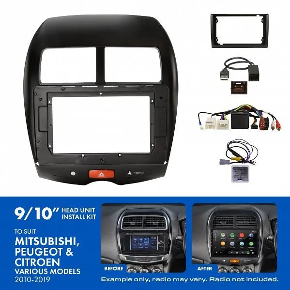 Aerpro AKMB14 | 9/10" Install Kit Suit Mitsubishi & Peugeot 2010 - 2019 (Compatible With Pioneer DMH-AP6650BT & Kenwood DMX80AXS)