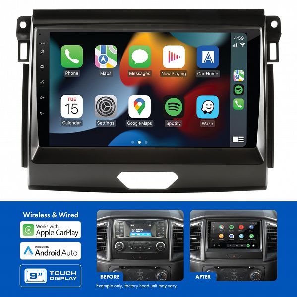 Aerpro AMAFO3 | 9" Multimedia Receiver Suit Ford Ranger Everest 2015 - 2018