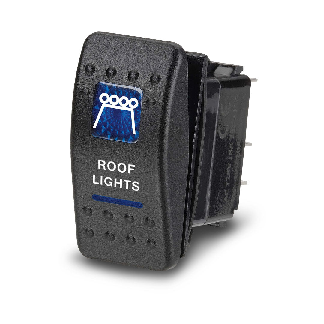 Narva 63146BL | Switch Off/On SPDT | Sealed Rocker 12V Blue Illuminated Roof Lights Symbol (Contacts Rated 20A @ 12V)
