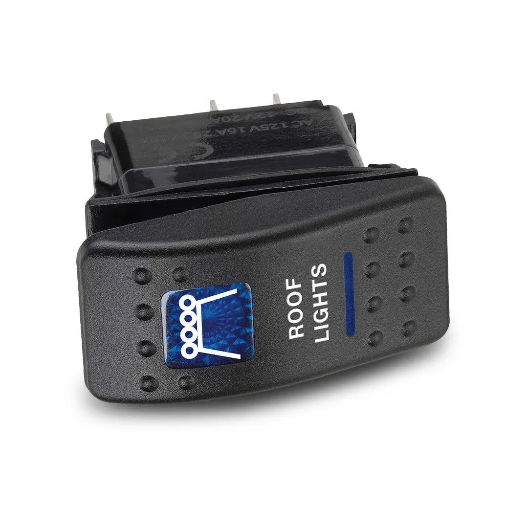 Narva 63146BL | Switch Off/On SPDT | Sealed Rocker 12V Blue Illuminated Roof Lights Symbol (Contacts Rated 20A @ 12V)
