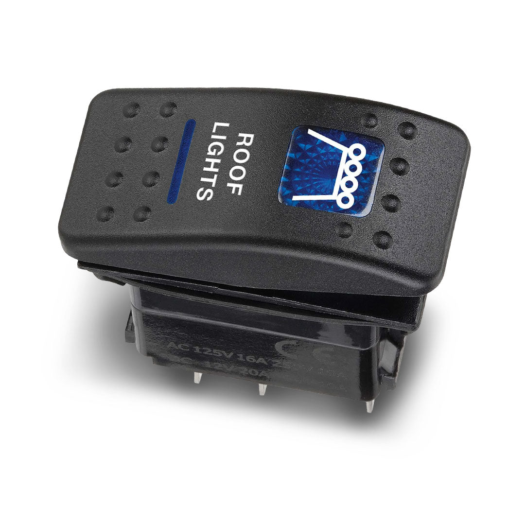Narva 63146BL | Switch Off/On SPDT | Sealed Rocker 12V Blue Illuminated Roof Lights Symbol (Contacts Rated 20A @ 12V)