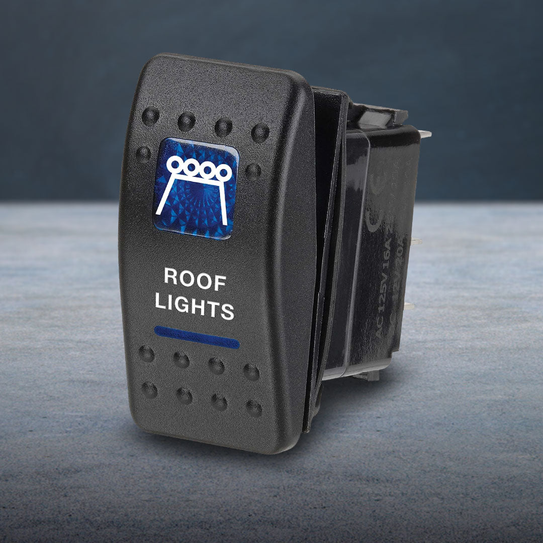 Narva 63146BL | Switch Off/On SPDT | Sealed Rocker 12V Blue Illuminated Roof Lights Symbol (Contacts Rated 20A @ 12V)