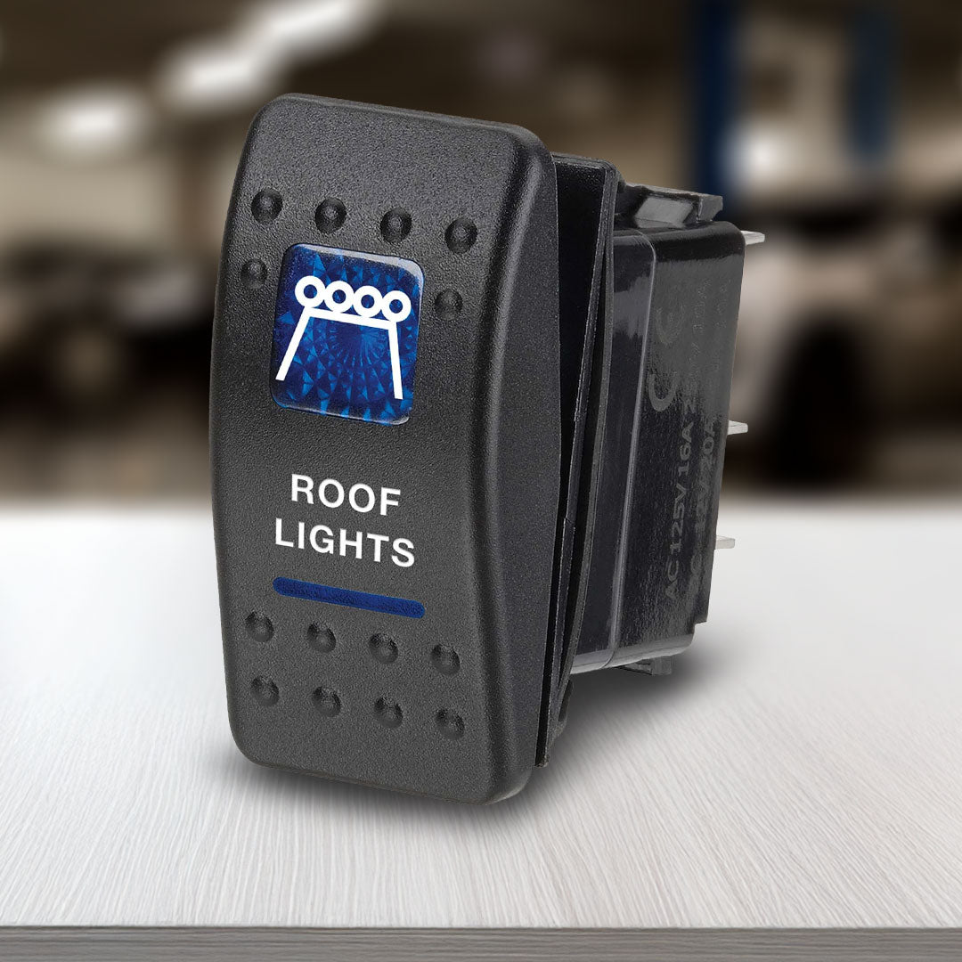 Narva 63146BL | Switch Off/On SPDT | Sealed Rocker 12V Blue Illuminated Roof Lights Symbol (Contacts Rated 20A @ 12V)