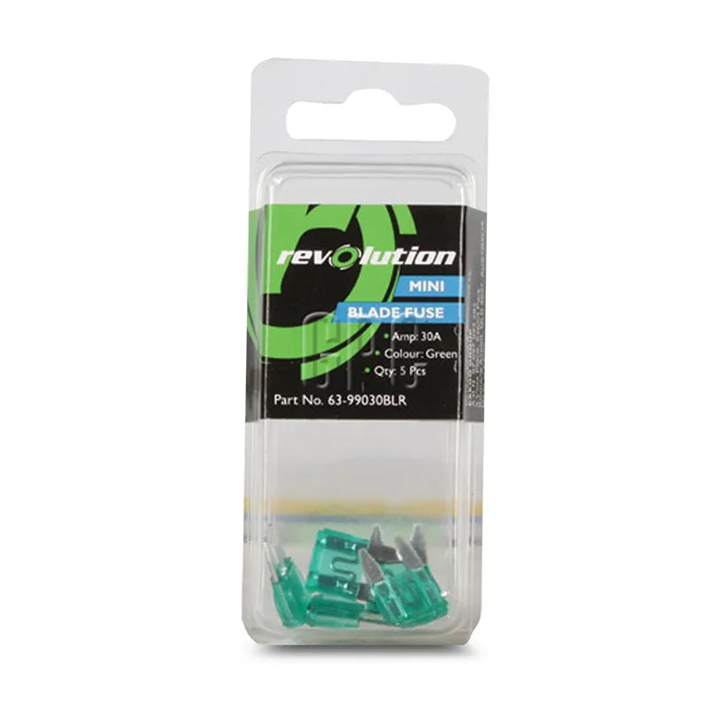 Revolution 63-99030BLR 30A Mini Blade Fuse - 5pcs Green