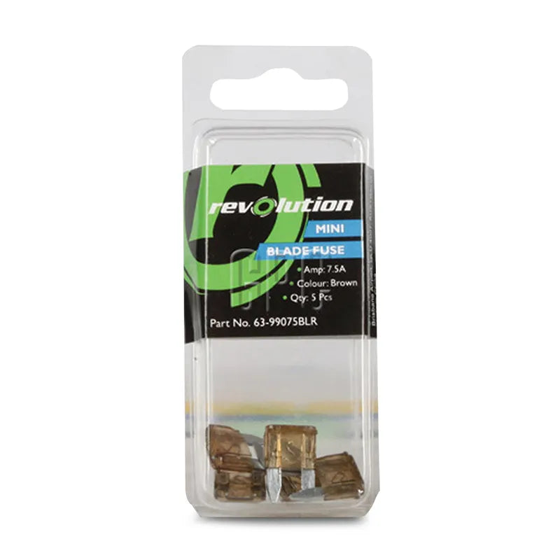 Revolution 63-99075BLR 7.5A Mini Blade Fuse - 5pcs Brown