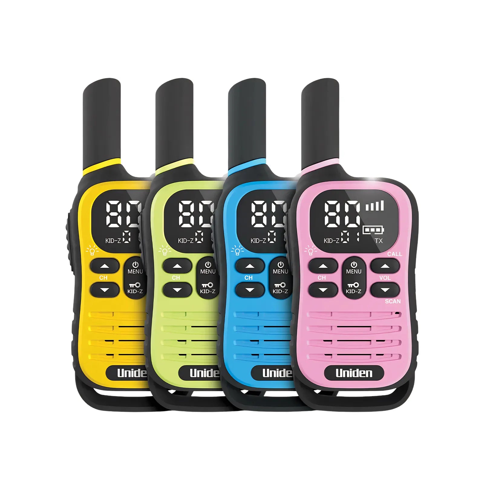 UNIDEN UH45-4 MAX - Ultra-Compact UHF Radio Quad Pack with Kid-Zone Plus and USB-C Charging