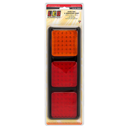 LED Autolamps 80BARR 12V Stop/Tail/Indicator Assembly 3 Lamps With 108 LEDs Black Bracket