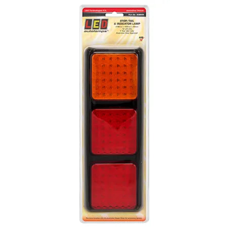 LED Autolamps 80BARR 12V Stop/Tail/Indicator Assembly 3 Lamps With 108 LEDs Black Bracket