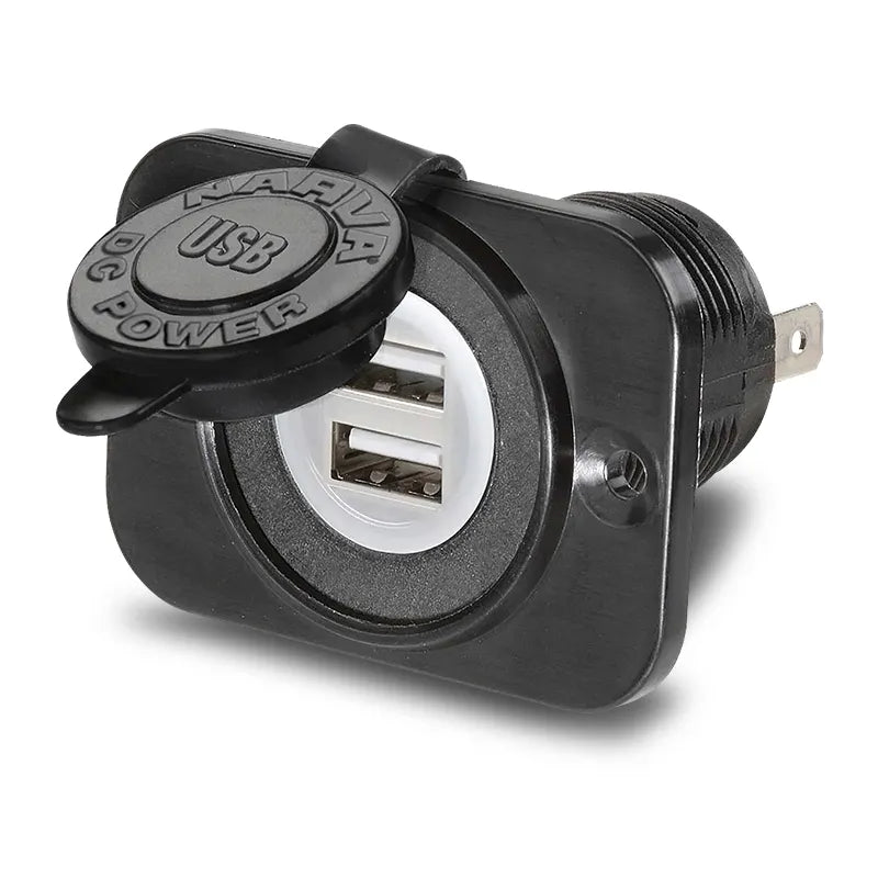 Narva 81134BL 5V 2.5A Heavy-Duty Flush Mount Dual USB Sockets