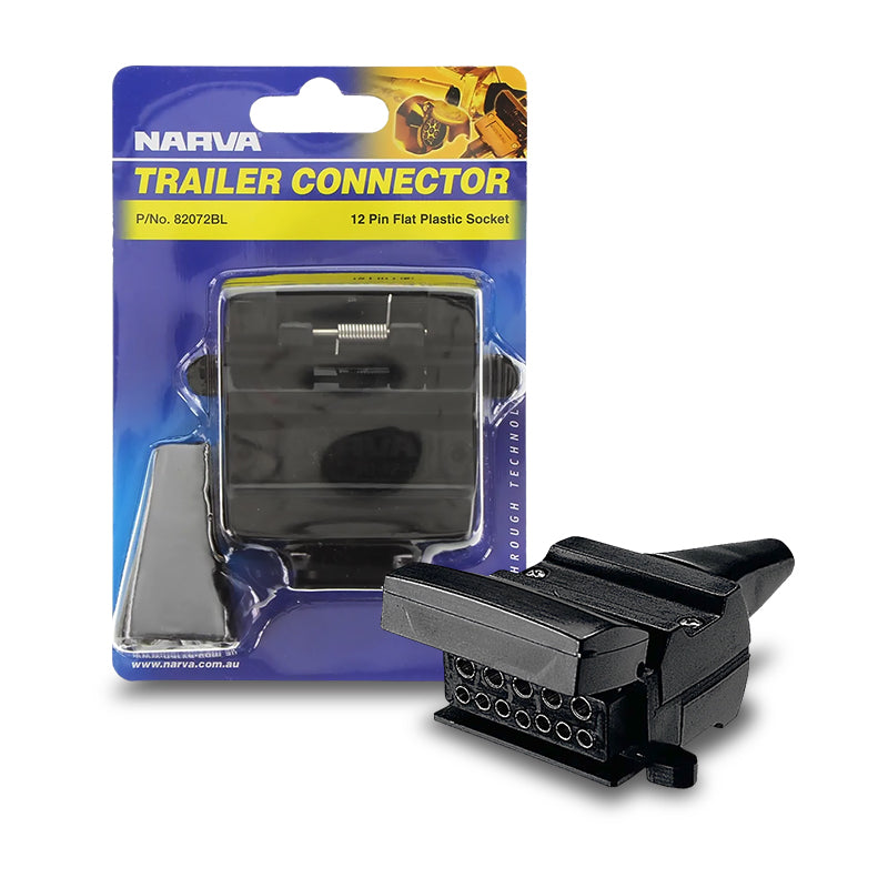 Narva 82072BL Trailer Connector 12 Pin Flat Plastic Socket
