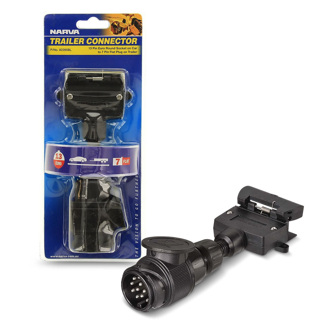 Narva 82285BL | 13 Pin Euro to 7 Pin Flat Trailer Socket Heavy-Duty Adapter for Caravans & Trailers