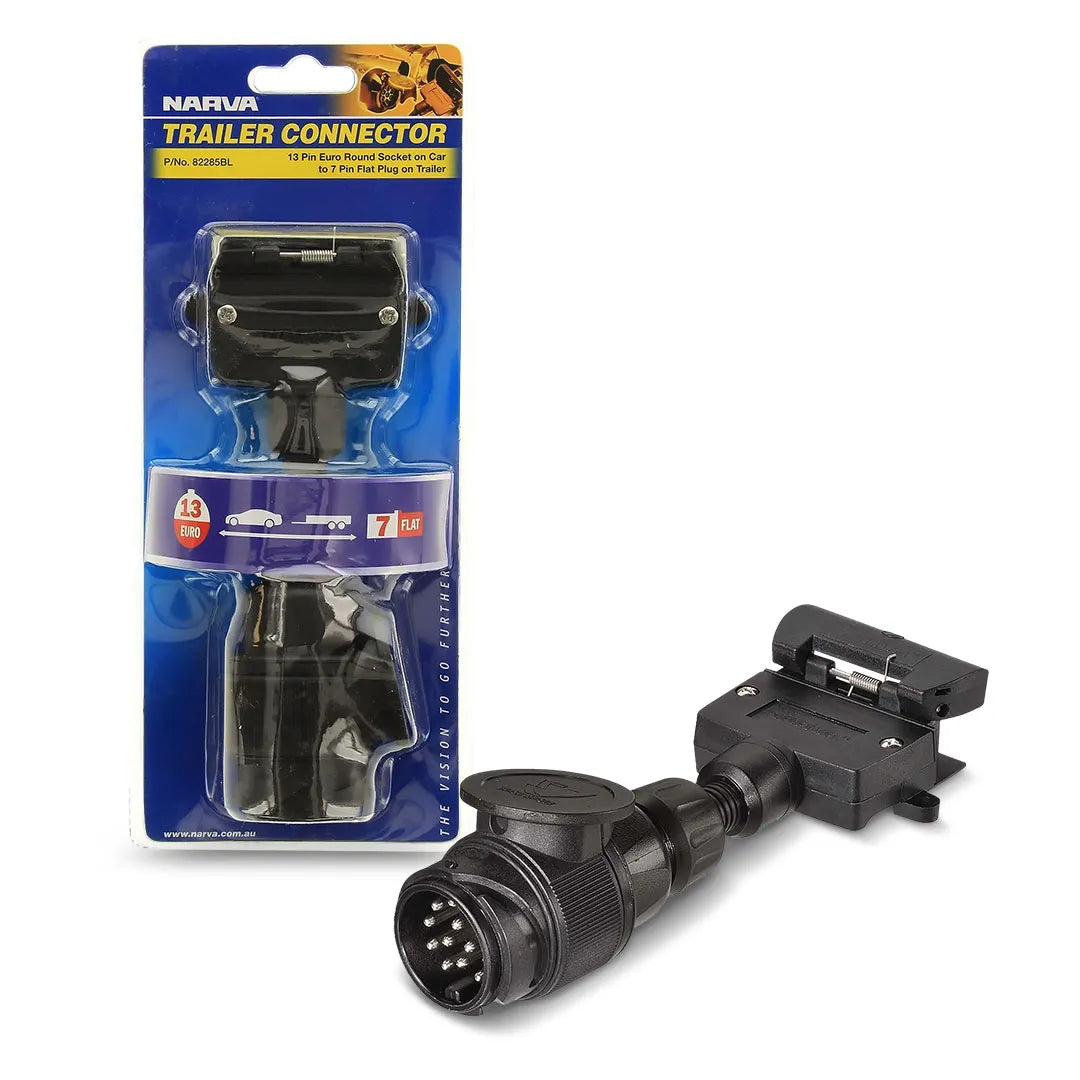 Narva 82285BL | 13 Pin Euro to 7 Pin Flat Trailer Socket Heavy-Duty Adapter for Caravans & Trailers