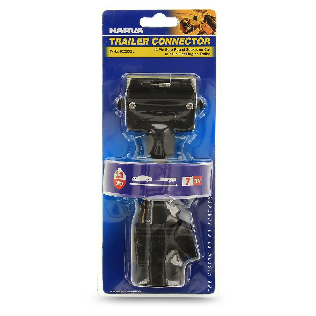Narva 82285BL | 13 Pin Euro to 7 Pin Flat Trailer Socket Heavy-Duty Adapter for Caravans & Trailers