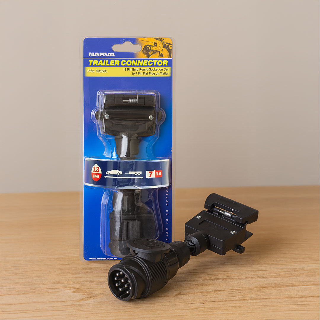 Narva 82285BL | 13 Pin Euro to 7 Pin Flat Trailer Socket Heavy-Duty Adapter for Caravans & Trailers