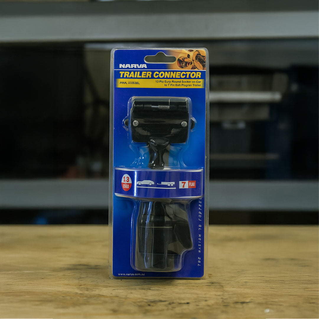 Narva 82285BL | 13 Pin Euro to 7 Pin Flat Trailer Socket Heavy-Duty Adapter for Caravans & Trailers