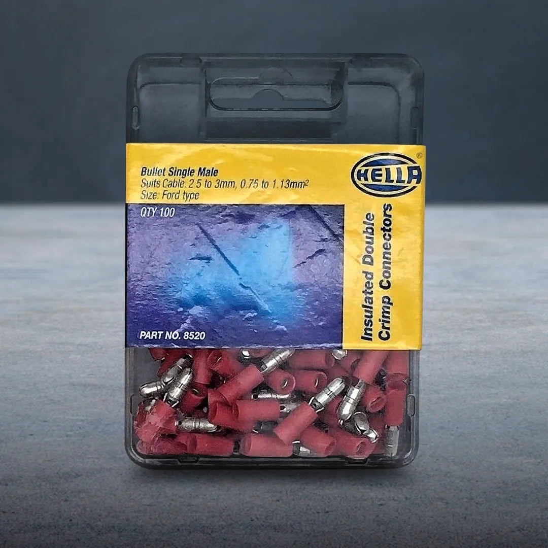 Hella 8520 | Crimp Terminal | Male Bullet Red Terminal Entry 3mm Vinyl 100 Pce