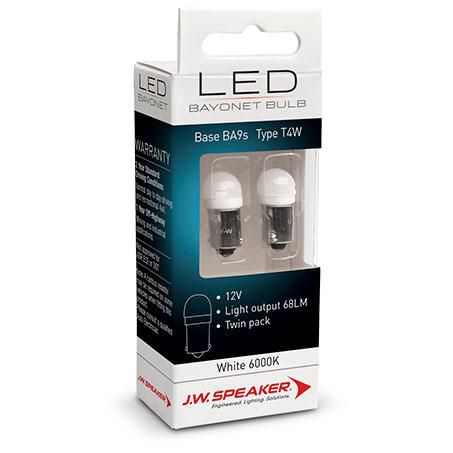 JW Speaker 990147 12V 4W BA9s LED Bayonet Globe 6000K Twin Pack