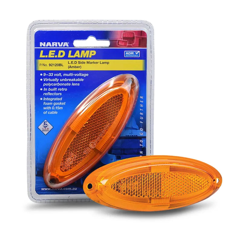 Narva 92120BL 9-33V Model 21 Led Side Marker Amber Light Pipe (Blister Pack of 1)