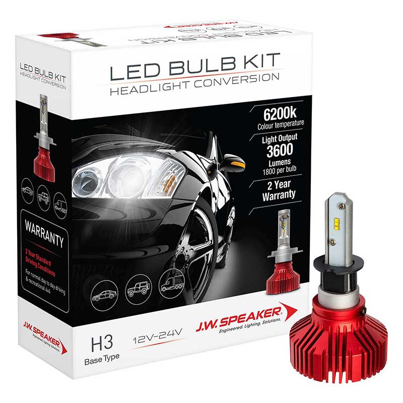 JW Speaker 990003D 3600 Driverless LED H3 Headlight Bulb 6200K Conversion Kit
