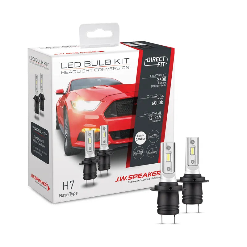 J.W. Speaker 999007 12/24V 6000K H7 DirectFit LED Bulb Kit