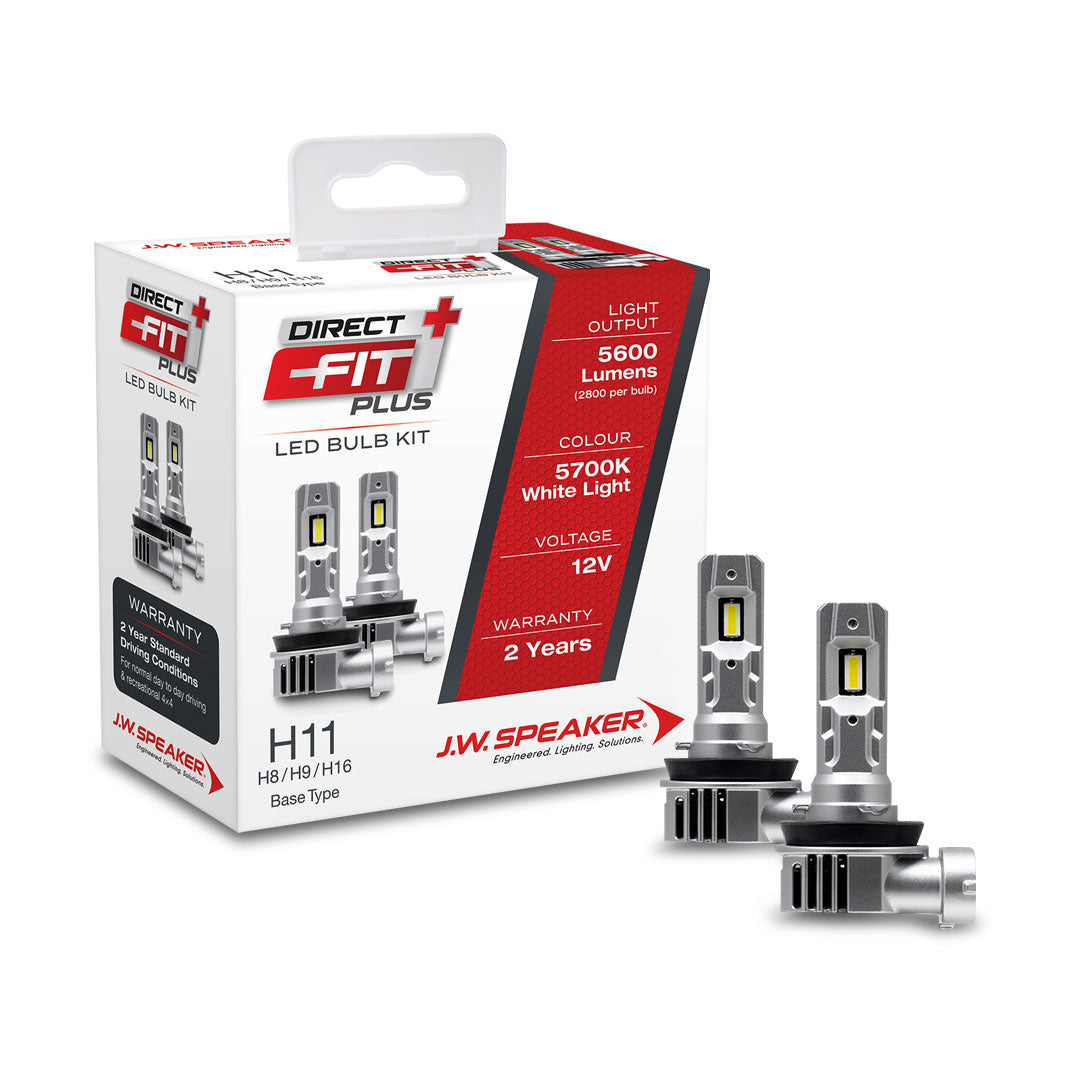 J.W. Speaker 999011DFP H11/9/8/16 LED Headlight Kit | Direct Fit Plus 12V 6000K – Ultra-Bright, Plug & Play, Road-Legal Upgrade