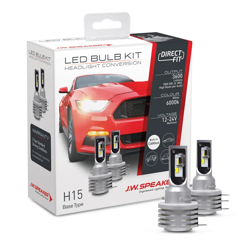 J.W. Speaker 999015R 12/24V 6000K H15 Direct Fit LED Bulb Kit Suit Ford Ranger
