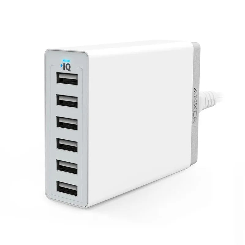 Anker A2123T21 PowerPort 60W 6-Port iPhone/Android/iPad Pro/LG/Nexus/HTC Wall Charger - White